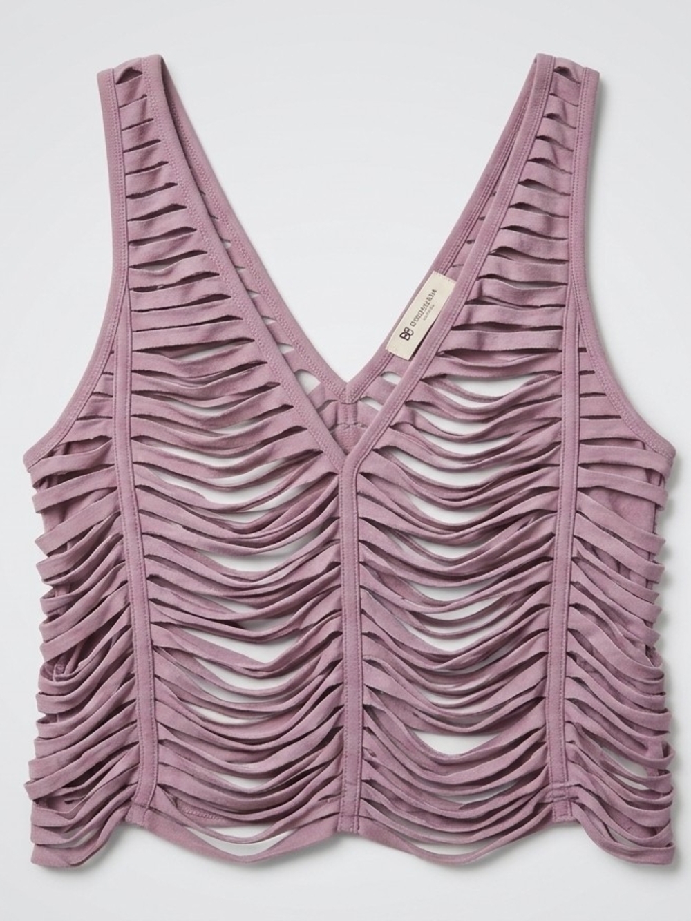 BCBGeneration Dusty Mauve Ladder Cutout V-Neck Tank